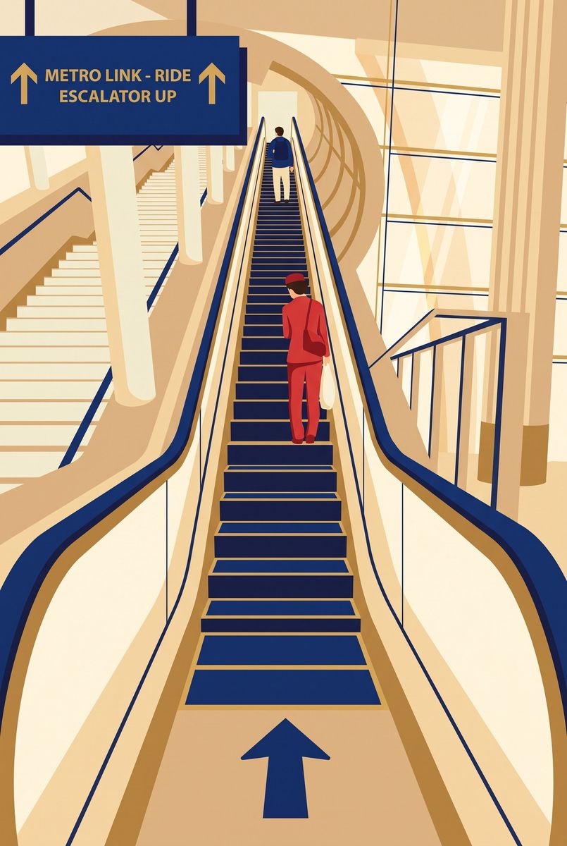 Go up the escalator